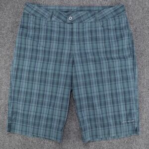 Columbia Titanium Omni-Shade Womens Plaid Hiking Shorts Teal Blue Size 14 TL4192